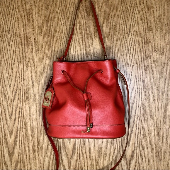 Lauren Ralph Lauren Bags New Ralph Lauren Red Leather Bucket Bag